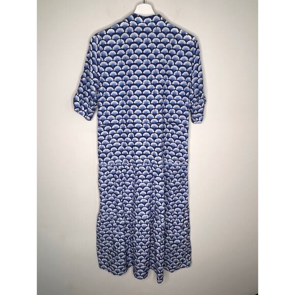J. McLaughlin Janelle Silk Blend Short Sleeve Midi Shirt Dress Blue Women Medium - Picture 9 of 12